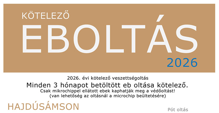 Kötelező eboltás időpontjai! – 2026