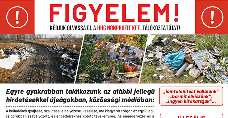 Illegális szemétlerakásról információs plakát!