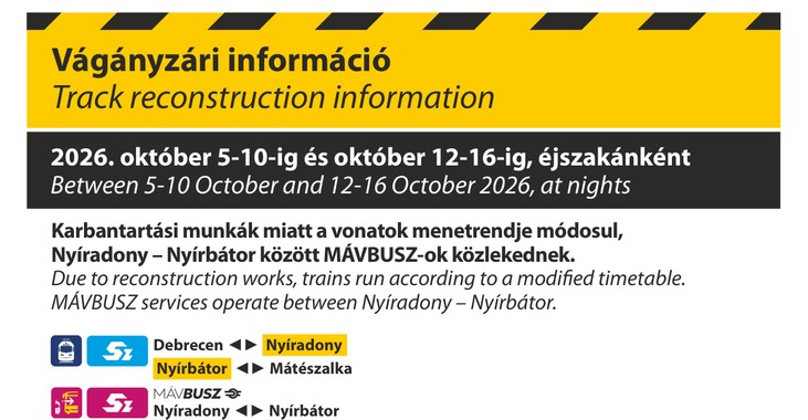 Vágányzári információ