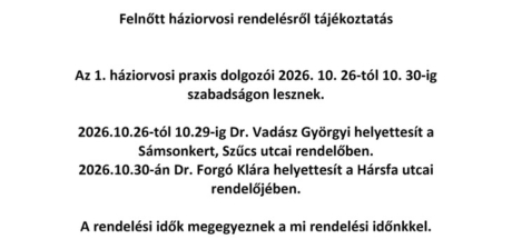 Felnőtt háziorvosi rendelésről tájékoztatás_731x380
